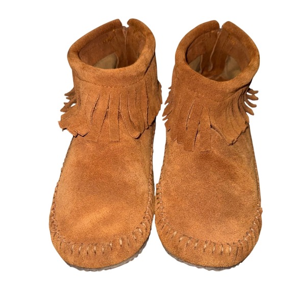 Softmoc Shoes - SoftMoc Debra II Lo Women Size 8M Tan Suede Fringe Moccasin Booties Boho Western